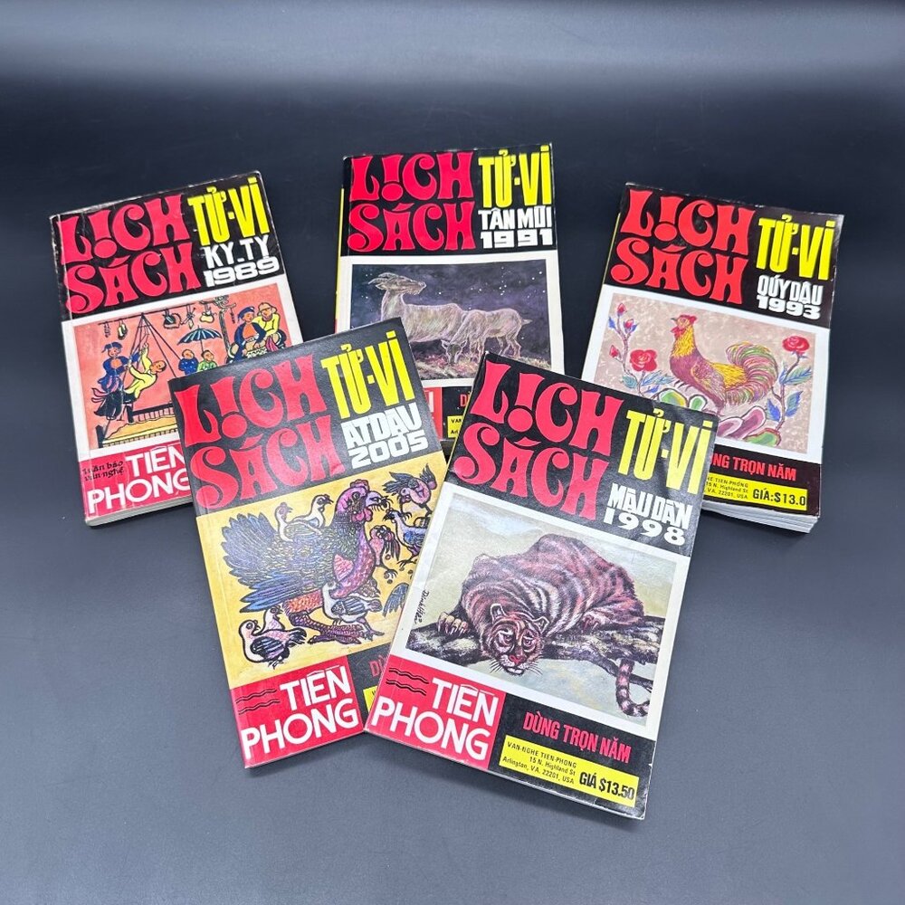 Vintage Vietnamese Almanacs Lot Of 5 1989 to 2005 Editions Retro Pop Culture